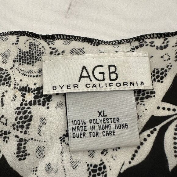 AGB Womens Vintage Y2k Bell Sleeve Top Size XL White Black Floral Sheer Boho - Picture 6 of 11